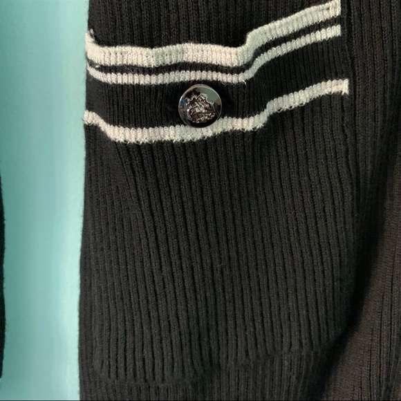 White House Black Market Wool Blend Ribbed Stripe Trim Knit Duster Cardigan - Picture 3 of 7